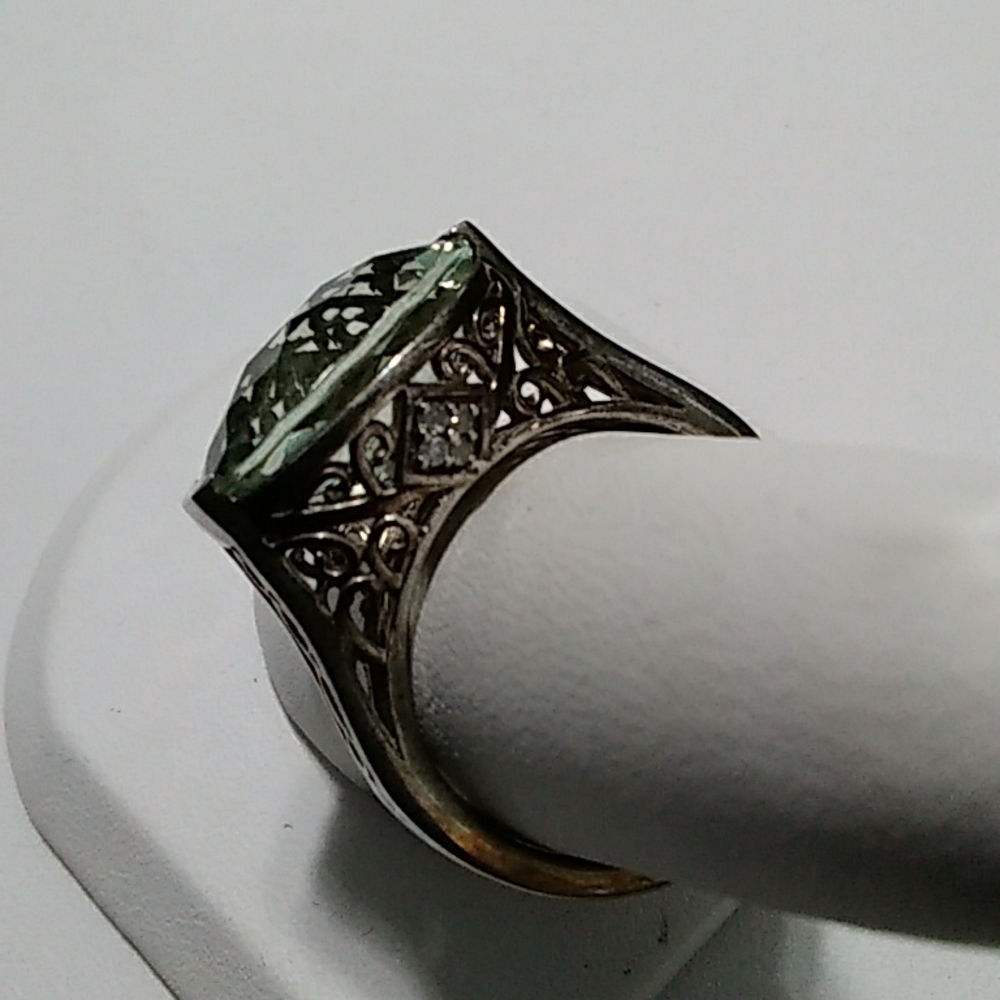 Prasiolite and Diamond Ring - Picture 5 of 8